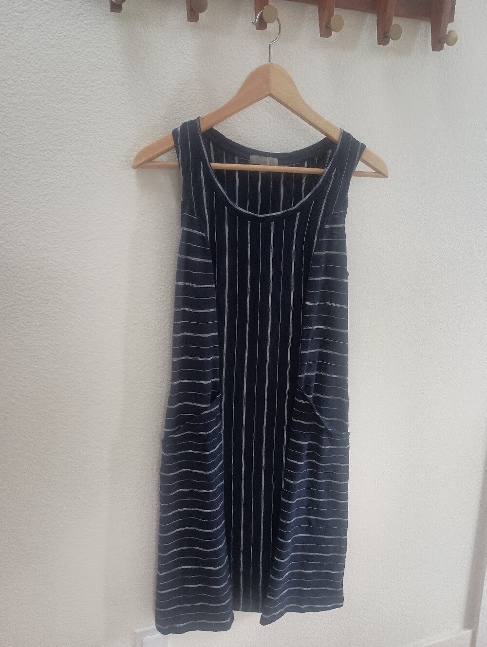 Habitat 100% Cotton Striped Tank Dress with Pockets Navy/White Size XS